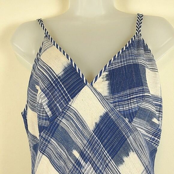 Indigo Handloom Blue And White Cotton  Plaid Maxi Dress - Picture 12 of 12
